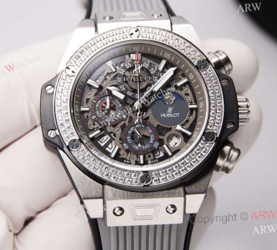 Best Copy Hublot Big Bang Unico Perpetual Calendar Stainless Steel Diamond Bezel